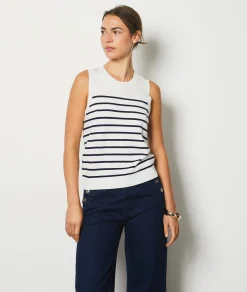 Etam Sleeveless Breton Sweater ECRU Best Sale