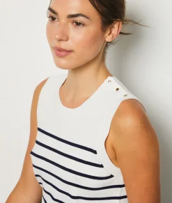 Etam Sleeveless Breton Sweater ECRU Best Sale