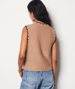 Etam Sleeveless Buttoned Sweater DUNE Cheap