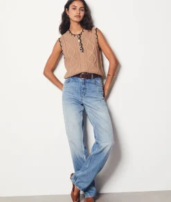Etam Sleeveless Buttoned Sweater DUNE Cheap