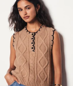 Etam Sleeveless Buttoned Sweater DUNE Cheap