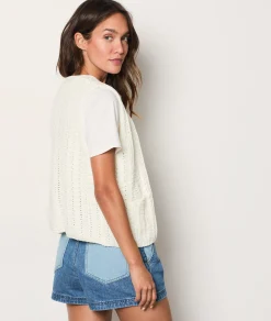 Etam Sleeveless Openwork Cardigan ECRU New