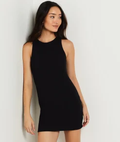 Etam Sleeveless Ribbed Richelieu Nightdress BLACK Cheap