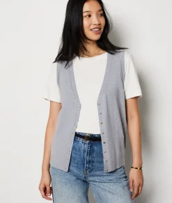 Etam Sleeveless sweater with buttons GREY Cheap
