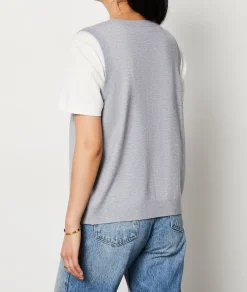 Etam Sleeveless sweater with buttons GREY Cheap