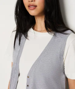 Etam Sleeveless sweater with buttons GREY Cheap