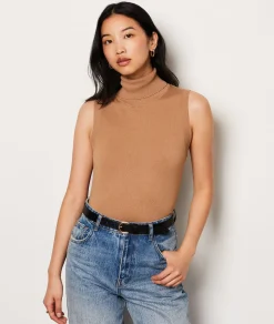 Etam Sleeveless Turtleneck Sweater BEIGE New