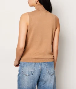 Etam Sleeveless Turtleneck Sweater BEIGE New