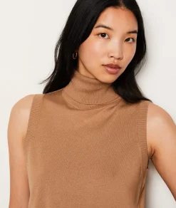 Etam Sleeveless Turtleneck Sweater BEIGE New