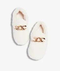 Etam Slippers with Fur and Jewel Details ECRU Outlet