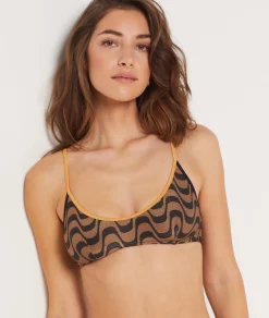 Etam Sports Bra Bikini Top Brown Fashion