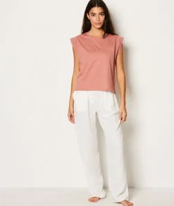 Etam Straight Leg Linen Pyjama Trousers BLANC Online