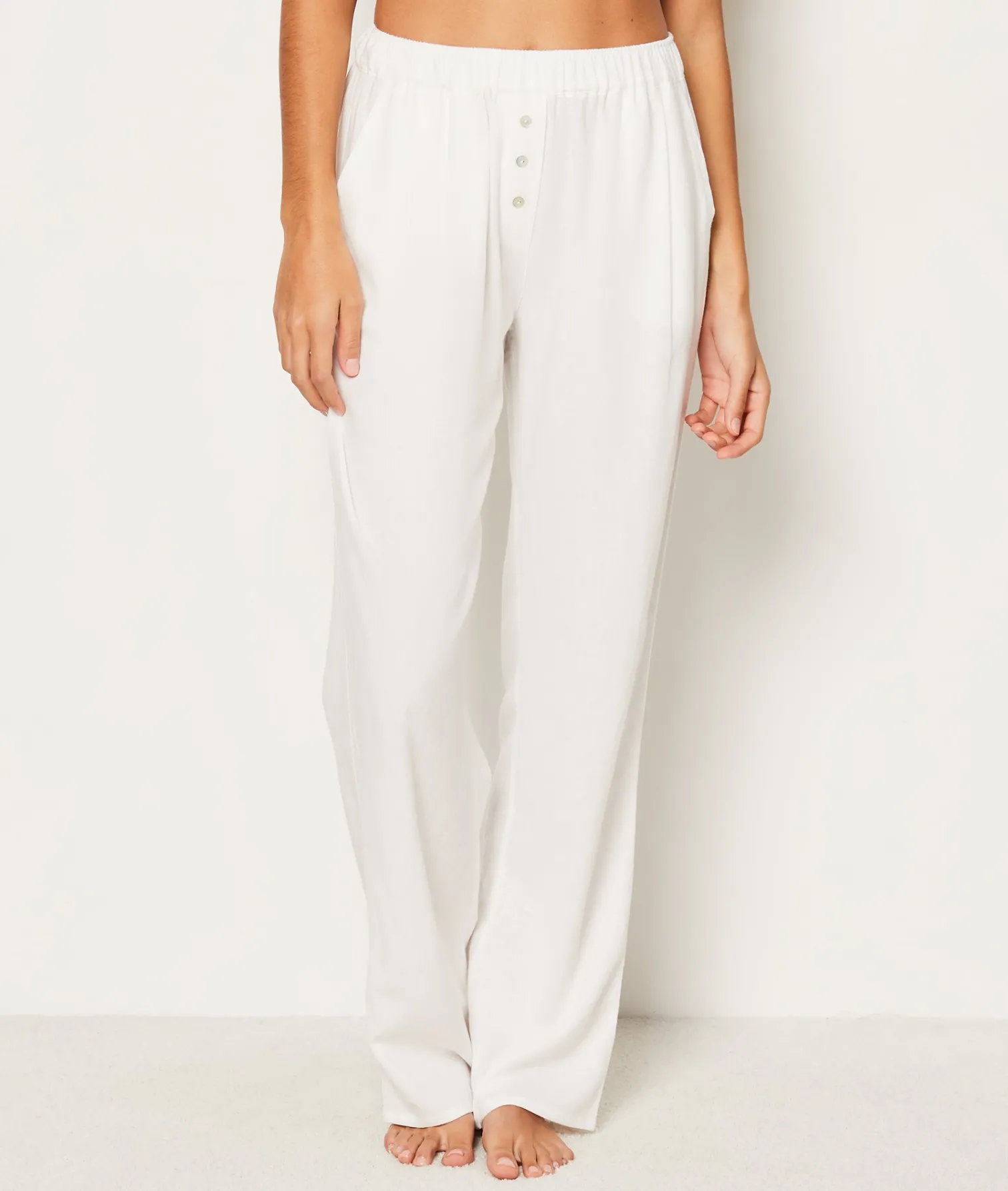 Etam Straight Leg Linen Pyjama Trousers BLANC Online