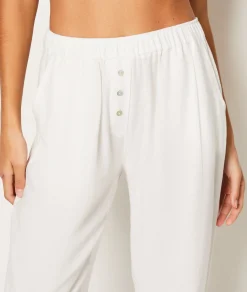 Etam Straight Leg Linen Pyjama Trousers BLANC Online