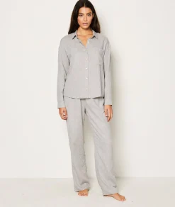 Etam Straight Leg Linen Pyjama Trousers KAKI Fashion