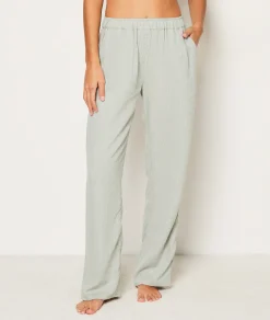 Etam Straight Leg Linen Pyjama Trousers KAKI Fashion