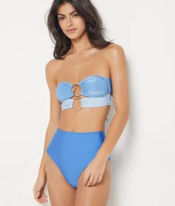 Etam Strapless Bikini Top with Tie Detail BLUE Sale