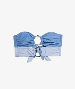 Etam Strapless Bikini Top with Tie Detail BLUE Sale
