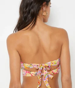 Etam Strapless Bikini Top with Tie Detail VIOLET New
