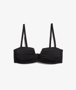 Etam Strapless Lightly Lined Bra with Removable Straps Bikini Top BLACK Sale