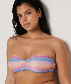 Etam Strapless Underwired Glitter Bikini Top MULTICOLOURED Hot