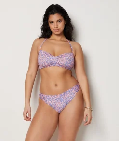Etam Strapless Underwired Leopard Print Bikini Top MAUVE Best