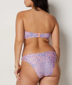 Etam Strapless Underwired Leopard Print Bikini Top MAUVE Best
