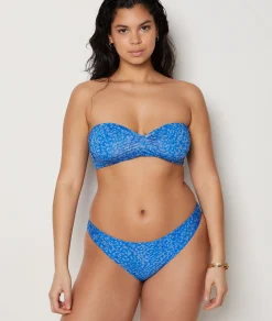 Etam Strapless Underwired Leopard Print Bikini Top BLUEGREEN Outlet