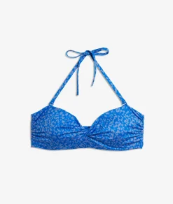 Etam Strapless Underwired Leopard Print Bikini Top BLUEGREEN Outlet