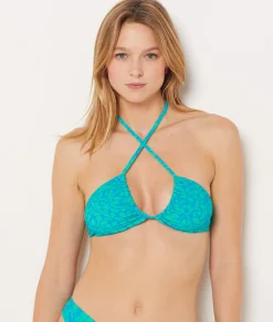 Etam Strapless Wireless Floral Bikini Top BLUEGREEN Outlet