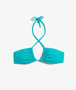 Etam Strapless Wireless Floral Bikini Top BLUEGREEN Outlet