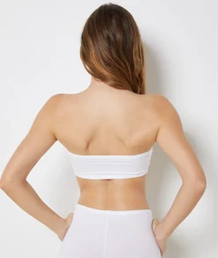 Etam Strapless Wireless Stretchy Organic Cotton Bra WHITE Flash Sale
