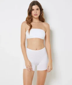 Etam Strapless Wireless Stretchy Organic Cotton Bra WHITE Flash Sale