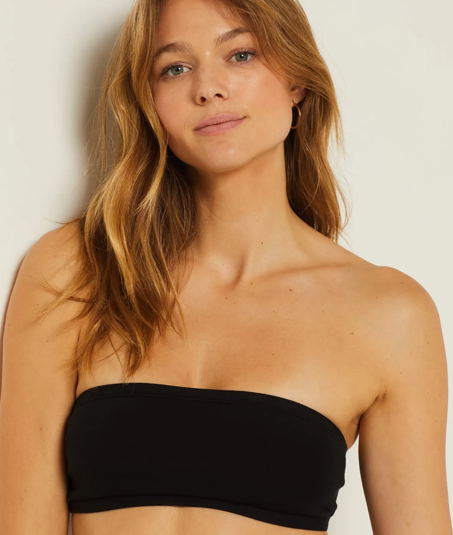 Etam Strapless Wireless Stretchy Organic Cotton Bra BLACK Sale