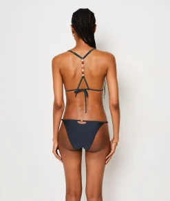 Etam String Bikini Brief with Bead Details Satin Bikini Bottoms ANTHRACITE Online