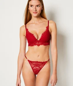 Etam String en dentelle détails bijoux ROUGE Cheap