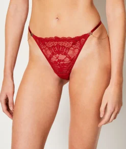 Etam String en dentelle détails bijoux ROUGE Cheap