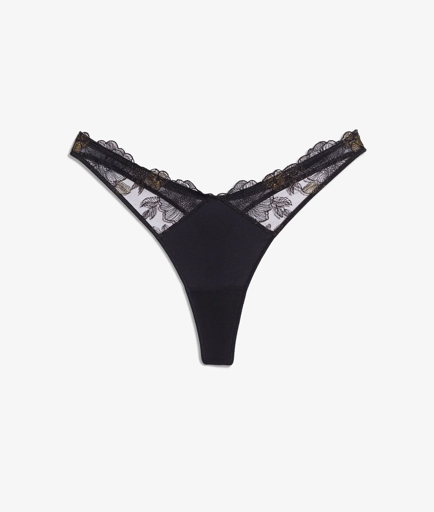 Etam String en tulle broderie irisé NOIR Hot