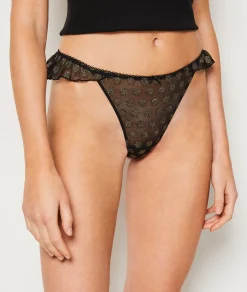 Etam String en tulle plumetis irisé NOIR Best