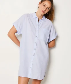 Etam Striped cotton nightshirt SKYBLUE Hot