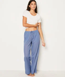 Etam Striped Cotton Pyjama Bottoms BLEU Hot