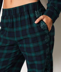 Etam Striped Cotton Pyjama Trousers GREEN Online