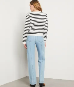 Etam Striped Cropped Cardigan ECRU Outlet