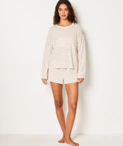 Etam Striped Pyjama Shorts BEIGE Online