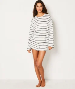 Etam Striped Pyjama Sweatshirt ANTHRACITE Best