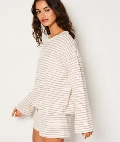 Etam Striped Pyjama Sweatshirt BEIGE Cheap