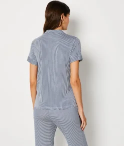 Etam Striped short-sleeved pyjama shirt MARINE Store