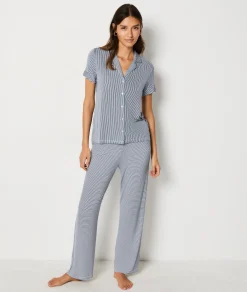 Etam Striped short-sleeved pyjama shirt MARINE Store
