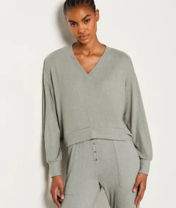 Etam Sweat de pyjama col V KAKI Cheap