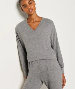 Etam Sweat de pyjama col V ANTHRACITE Cheap
